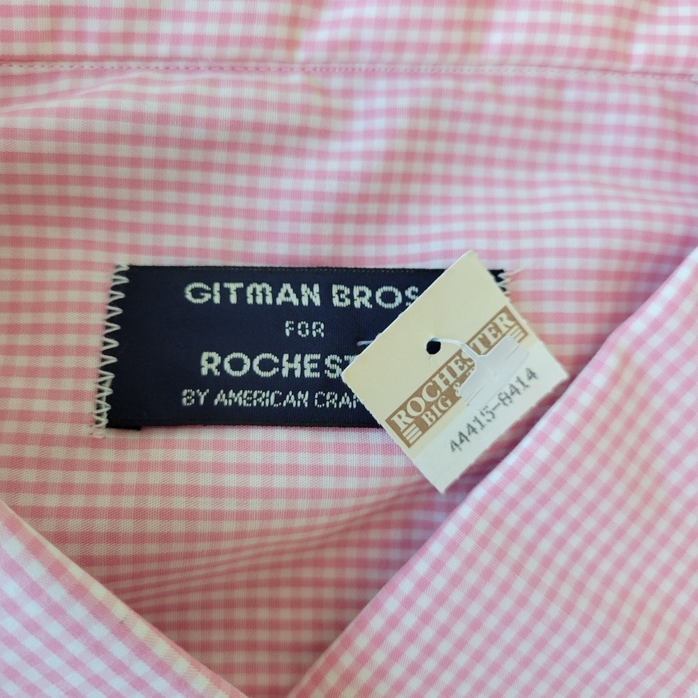 VTG NWT Gitman Brothers Shirt Men's XL 5X Button Down Pink Gingham Long Sleeve - Picture 3 of 10